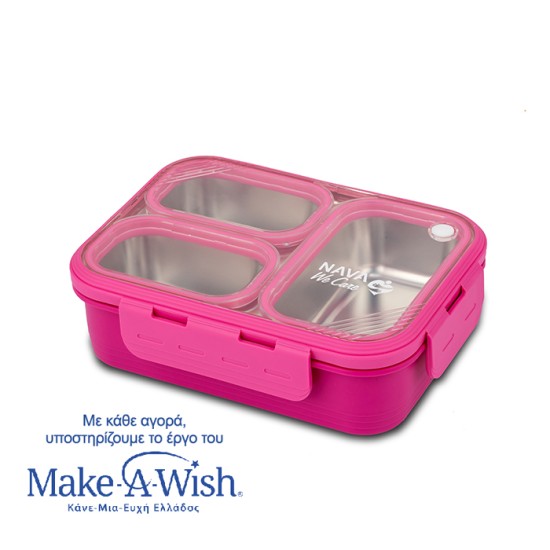 Δοχείο φαγητού Bento ανοξείδωτο ορθογώνιο "We Care", magenta 800ml