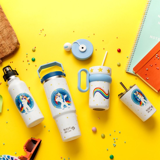 Θερμός μπουκάλι ανοξείδωτο "We Care", White Unicorn 500ml