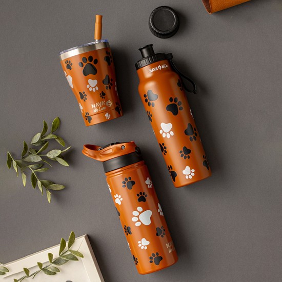 Θερμός ποτήρι με ανοξείδωτο καλαμάκι "We Care", Paw Prints 400ml Θερμός ποτήρι με ανοξείδωτο καλαμάκι "We Care", Paw Prints 400ml