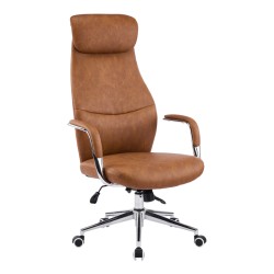 Καρέκλα γραφείου διευθυντή Ferka pakoworld καφέ pu 64x71x120-128εκ