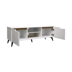 Έπιπλο τηλεόρασης Kemvio pakoworld sonoma-λευκό 120x38x44εκ Έπιπλο τηλεόρασης Kemvio pakoworld sonoma-λευκό 120x38x44εκ