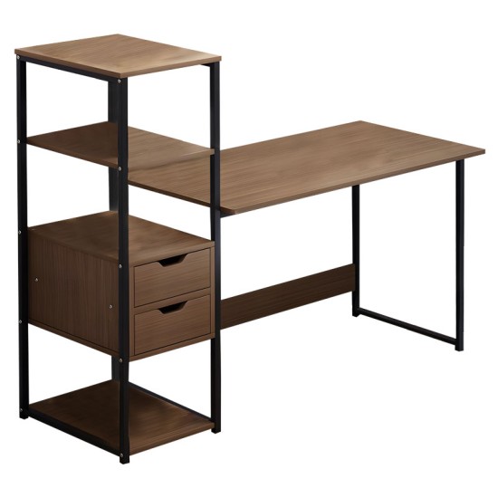 Γραφείο Zayn ΙΙ pakoworld με ραφιέρα-MDF καρυδί-μαύρο 108x40x111εκ