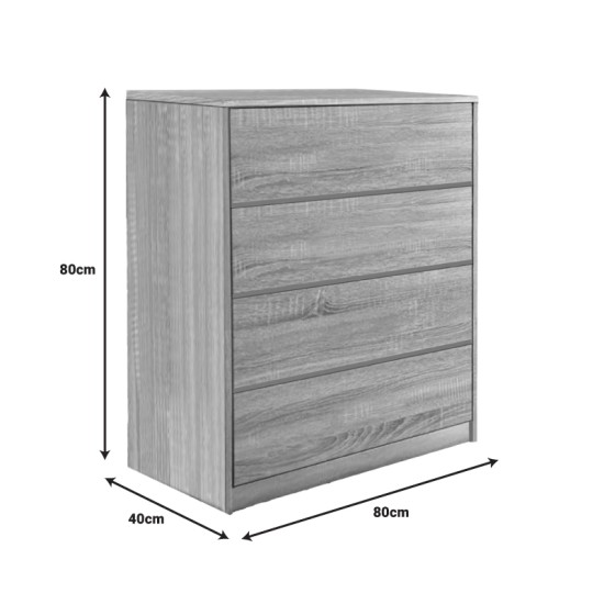 Συρταριέρα Kuanger pakoworld mdf σε φυσική απόχρωση 80x40x89εκ