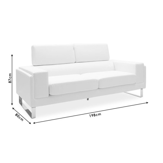 Καναπές Shea pakoworld 3θέσιος pu μαύρο-inox 198x80x87εκ Καναπές Shea pakoworld 3θέσιος pu μαύρο-inox 198x80x87εκ
