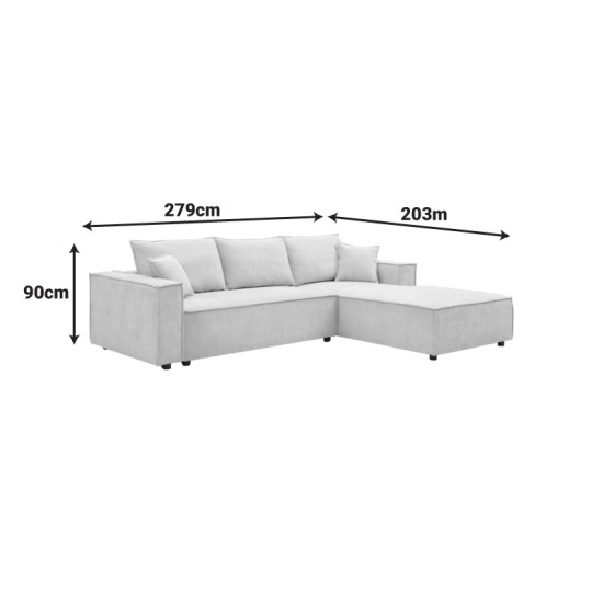 Γωνιακός καναπές Maden pakoworld αριστερή γωνία γκρι ύφασμα 279x203x90εκ Γωνιακός καναπές Maden pakoworld αριστερή γωνία γκρι ύφασμα 279x203x90εκ