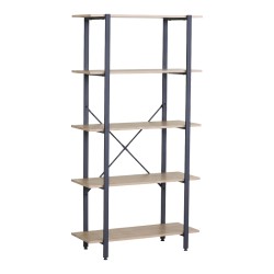 Βιβλιοθήκη Nebranzo pakoworld oak με μαύρο μέταλλο 80x34x155.3εκ