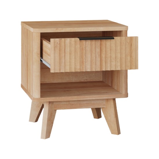 Κομοδίνο Hamea pakoworld mdf σε φυσική απόχρωση 45x39.5x50.2εκ