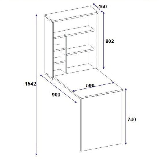 Γραφείο τοίχου ανοιγόμενο Ravin pakoworld λευκό 63x90x154εκ Γραφείο τοίχου ανοιγόμενο Ravin pakoworld λευκό 63x90x154εκ