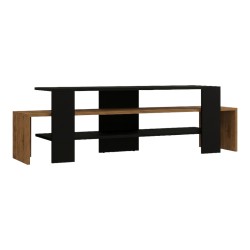 Έπιπλο τηλεόρασης Lenour pakoworld sonoma με μαύρο 150x35x45εκ Έπιπλο τηλεόρασης Lenour pakoworld sonoma με μαύρο 150x35x45εκ