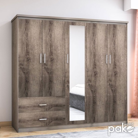 Ντουλάπα ρούχων πεντάφυλλη OLYMPUS pakoworld χρώμα castillo-toro 198x57x183εκ Ντουλάπα ρούχων πεντάφυλλη OLYMPUS pakoworld χρώμα castillo-toro 198x57x183εκ