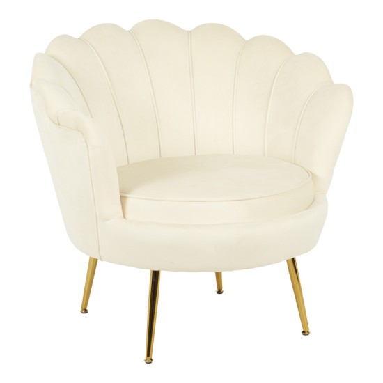 Πολυθρόνα Daimon pakoworld βελούδο σε λευκό-χρυσό απόχρωση 79x74x78εκ Πολυθρόνα Daimon pakoworld βελούδο σε λευκό-χρυσό απόχρωση 79x74x78εκ