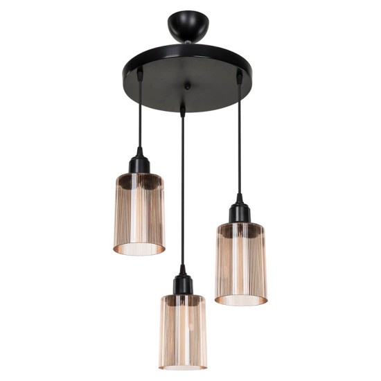 Φωτιστικό οροφής τρίφωτο PWL-1195 pakoworld Ε27 μαύρο-amber Φ30x80εκ Φωτιστικό οροφής τρίφωτο PWL-1195 pakoworld Ε27 μαύρο-amber Φ30x80εκ