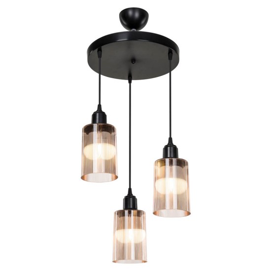 Φωτιστικό οροφής τρίφωτο PWL-1195 pakoworld Ε27 μαύρο-amber Φ30x80εκ Φωτιστικό οροφής τρίφωτο PWL-1195 pakoworld Ε27 μαύρο-amber Φ30x80εκ