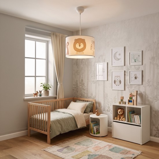Παιδικό φωτιστικό οροφής Safari pakoworld led E27 πολύχρωμο PVC Φ30x20εκ