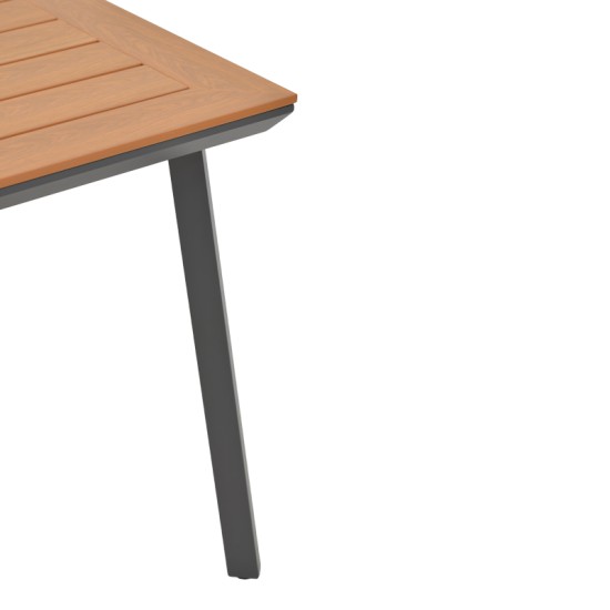 Τραπέζι Synergy pakoworld αλουμίνιο ανθρακί-plywood φυσικό 80x80x74εκ Τραπέζι Synergy pakoworld αλουμίνιο ανθρακί-plywood φυσικό 80x80x74εκ