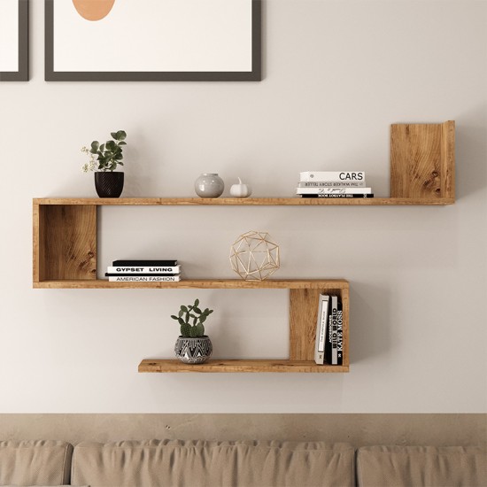Ραφιέρα τοίχου Belinda pakoworld oak 120x14.5x71.4εκ Ραφιέρα τοίχου Belinda pakoworld oak 120x14.5x71.4εκ