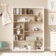 Βιβλιοθήκη Decora pakoworld σε oak-λευκό απόχρωση 90x22x123.6εκ