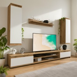 Σύνθετο σαλονιού Sandro pakoworld καρυδί-λευκό 175x37x160εκ Σύνθετο σαλονιού Sandro pakoworld καρυδί-λευκό 175x37x160εκ