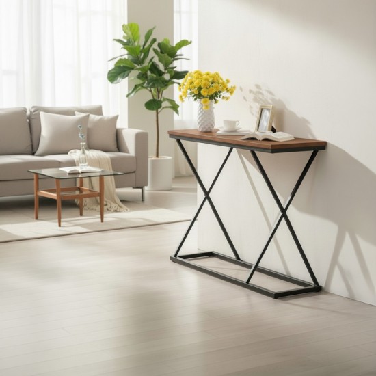 Κονσόλα Glimmer pakoworld καρυδί με μαύρο μέταλλο 100x30x80εκ Κονσόλα Glimmer pakoworld καρυδί με μαύρο μέταλλο 100x30x80εκ