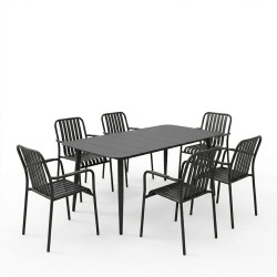 Τραπεζαρία Heven Vista pakoworld σετ 7τεμ μαύρο αλουμίνιο 150x80x72εκ Τραπεζαρία Heven Vista pakoworld σετ 7τεμ μαύρο αλουμίνιο 150x80x72εκ