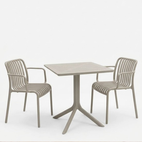 Τραπεζαρία Zoi Groovy pakoworld σετ 3τεμ cappuccino PP 80x80x74εκ Τραπεζαρία Zoi Groovy pakoworld σετ 3τεμ cappuccino PP 80x80x74εκ