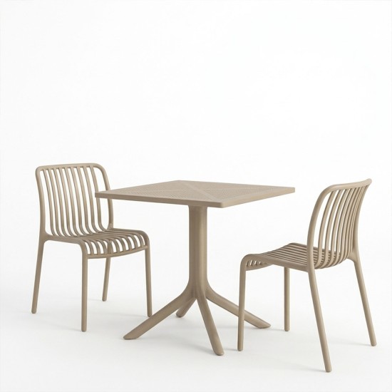 Τραπεζαρία Zoi Groovy pakoworld σετ 3τεμ cappuccino PP 80x80x74εκ Τραπεζαρία Zoi Groovy pakoworld σετ 3τεμ cappuccino PP 80x80x74εκ