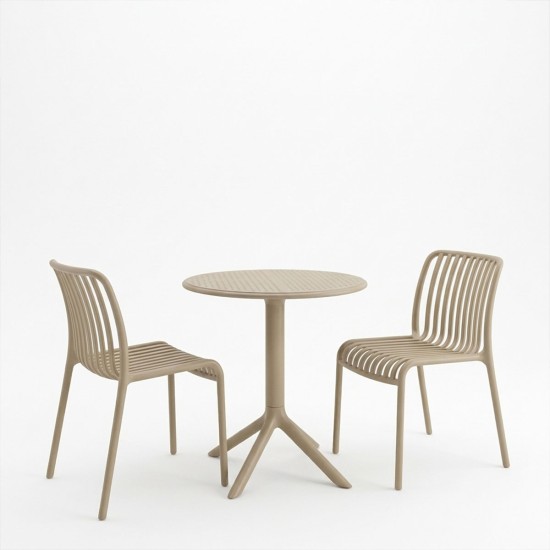 Τραπεζαρία Mercon Zoi pakoworld σετ 3τεμ cappuccino PP Φ60x75εκ Τραπεζαρία Mercon Zoi pakoworld σετ 3τεμ cappuccino PP Φ60x75εκ