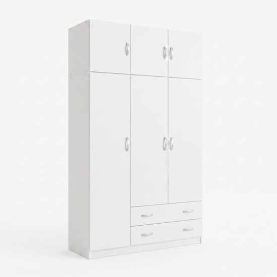 Ντουλάπα τρίφυλλη με πατάρι Alvia pakoworld λευκό 150x51x240εκ