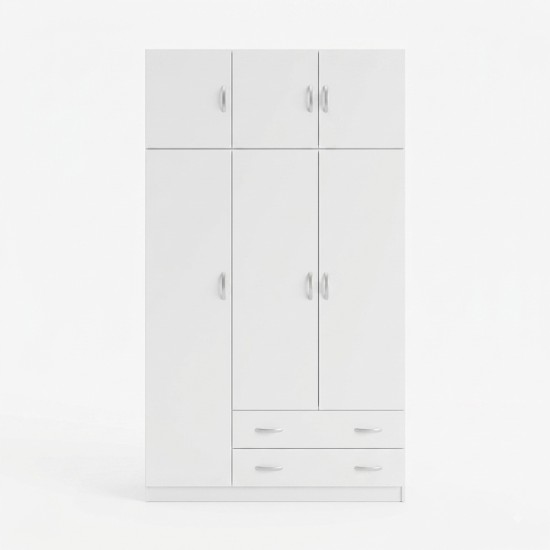 Ντουλάπα τρίφυλλη με πατάρι Alvia pakoworld λευκό 150x51x240εκ