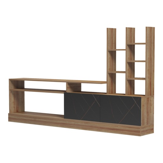 Σύνθετο σαλονιού Seruno pakoworld oak - μαύρο μαρμάρου 170x25x100εκ Σύνθετο σαλονιού Seruno pakoworld oak - μαύρο μαρμάρου 170x25x100εκ