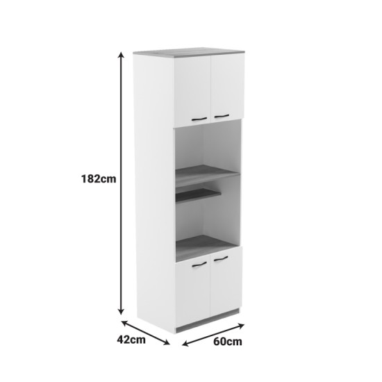 Ντουλάπα κουζίνας Rowan pakoworld σε λευκή-sonoma απόχρωση 60x42x182εκ
