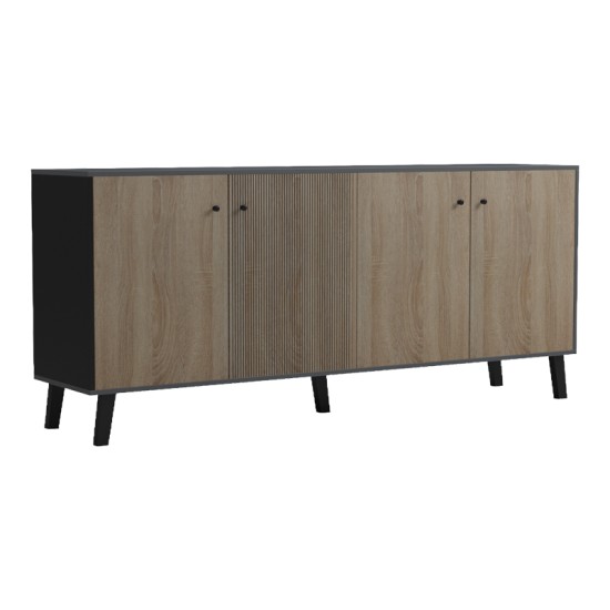 Μπουφές Tuscany pakoworld sonoma-ανθρακί 180x40x78.6εκ