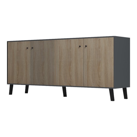 Μπουφές Tuscany pakoworld sonoma-ανθρακί 180x40x78.6εκ