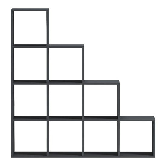 Βιβλιοθήκη Scala pakoworld ανθρακί 129.5x29x129.5εκ