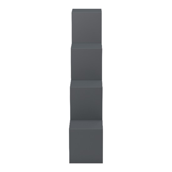 Βιβλιοθήκη Scala pakoworld ανθρακί 129.5x29x129.5εκ