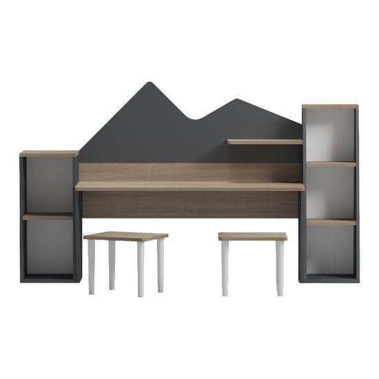 Παιδικό γραφείο με σκαμπο Dualto pakoworld sonoma-ανθρακί 180x30x93.6εκ