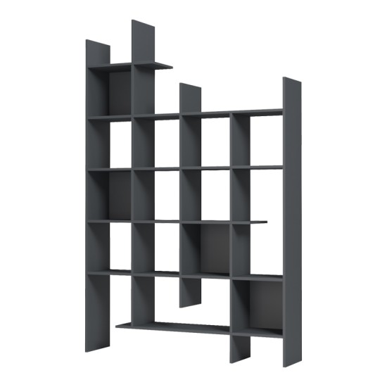 Βιβλιοθήκη Manco pakoworld ανθρακί 122x25.5x188εκ