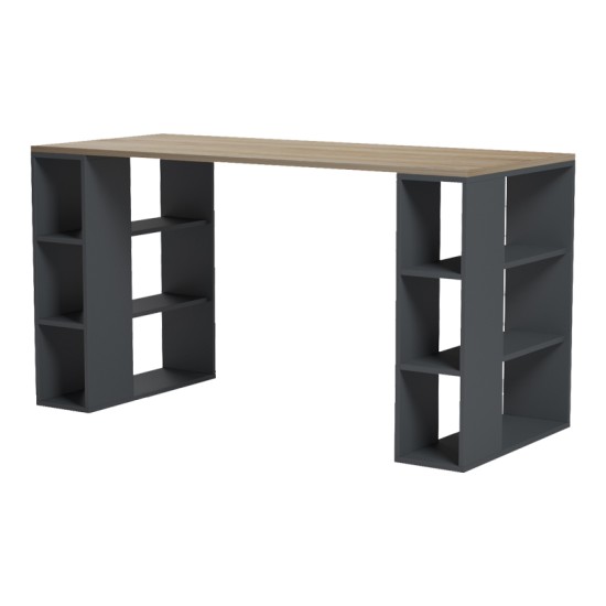 Γραφείο εργασίας Praga pakoworld ανθρακί- sonoma 140x60x75εκ Γραφείο εργασίας Praga pakoworld ανθρακί- sonoma 140x60x75εκ