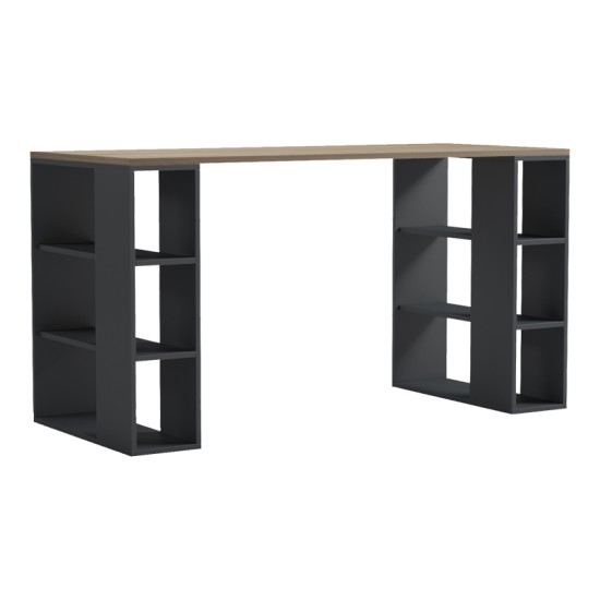 Γραφείο εργασίας Praga pakoworld ανθρακί- sonoma 140x60x75εκ Γραφείο εργασίας Praga pakoworld ανθρακί- sonoma 140x60x75εκ