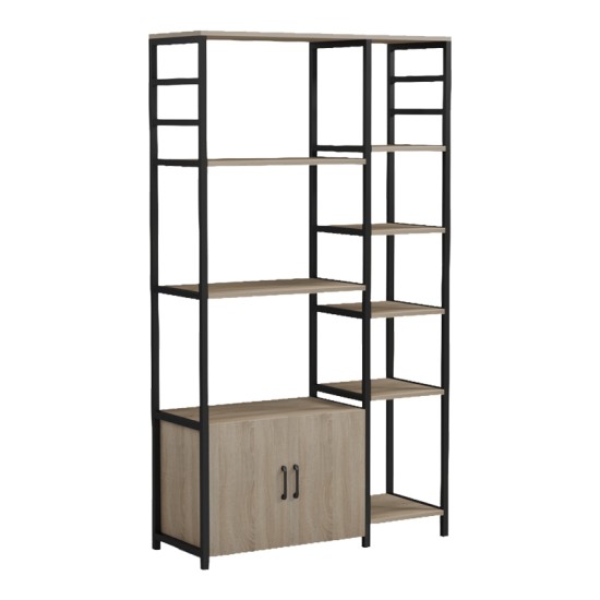 Επιδαπέδια ραφιέρα Ranea pakoworld sonoma-μαύρο 85x32x150εκ Επιδαπέδια ραφιέρα Ranea pakoworld sonoma-μαύρο 85x32x150εκ