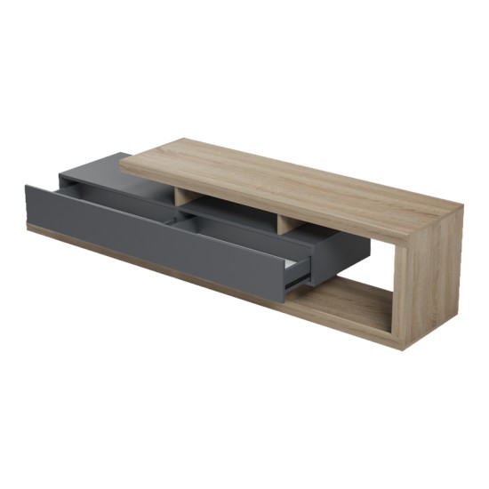 Έπιπλο τηλεόρασης Arbero pakoworld ανθρακί-sonoma 198x40x45εκ Έπιπλο τηλεόρασης Arbero pakoworld ανθρακί-sonoma 198x40x45εκ