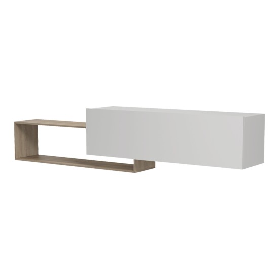 Έπιπλο τηλεόρασης επιτοίχιο Olande pakoworld sonoma-λευκό 210x35x48εκ Έπιπλο τηλεόρασης επιτοίχιο Olande pakoworld sonoma-λευκό 210x35x48εκ