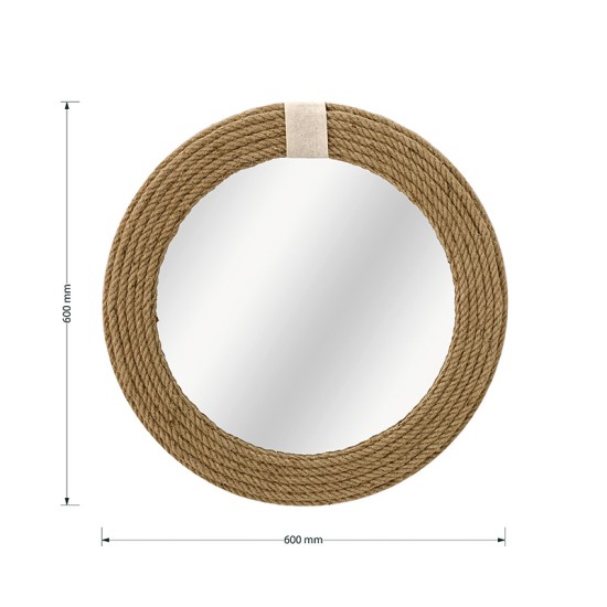Καθρέπτης Rope pakoworld φυσικό 60x2x60εκ Καθρέπτης Rope pakoworld φυσικό 60x2x60εκ