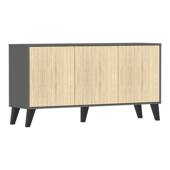 Μπουφές Billie pakoworld ανθρακί-sonoma 149x40x77εκ Μπουφές Billie pakoworld ανθρακί-sonoma 149x40x77εκ