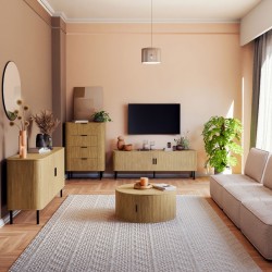 Τραπέζι σαλονιού Scandi pakoworld MDF σε φυσική απόχρωση Φ80x35.5εκ Τραπέζι σαλονιού Scandi pakoworld MDF σε φυσική απόχρωση Φ80x35.5εκ