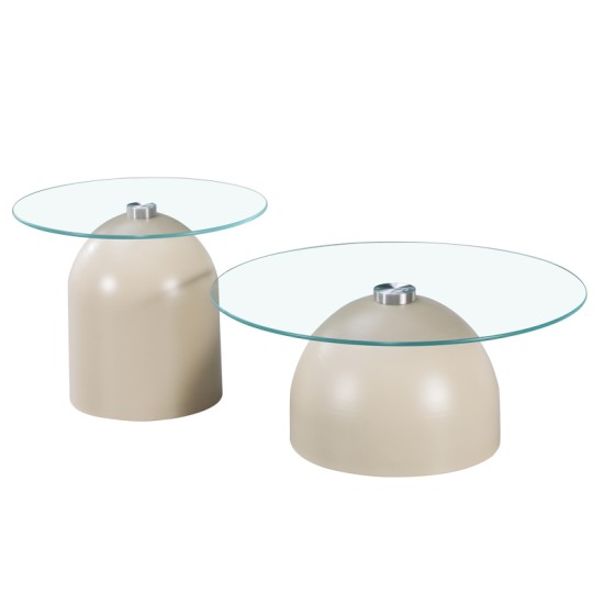 Τραπέζια σαλονιού Barel pakoworld σετ 2τεμ μέταλλο cappuccino- clear glass Τραπέζια σαλονιού Barel pakoworld σετ 2τεμ μέταλλο cappuccino- clear glass