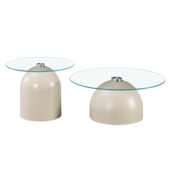 Τραπέζια σαλονιού Barel pakoworld σετ 2τεμ μέταλλο cappuccino- clear glass Τραπέζια σαλονιού Barel pakoworld σετ 2τεμ μέταλλο cappuccino- clear glass