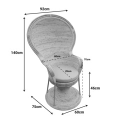 Πολυθρόνα Rea Inart με μπεζ μαξιλάρι-φυσικό rattan 92x75x140εκ Πολυθρόνα Rea Inart με μπεζ μαξιλάρι-φυσικό rattan 92x75x140εκ