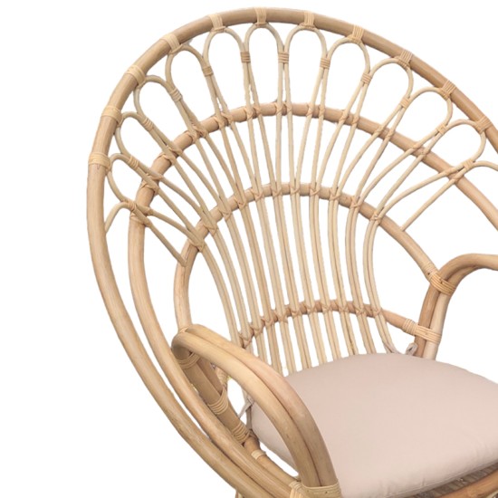 Πολυθρόνα Boloni Inart με μπεζ μαξιλάρι-φυσικό rattan 96x70x120εκ Πολυθρόνα Boloni Inart με μπεζ μαξιλάρι-φυσικό rattan 96x70x120εκ