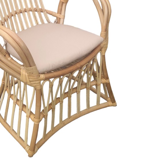 Πολυθρόνα Boloni Inart με μπεζ μαξιλάρι-φυσικό rattan 96x70x120εκ Πολυθρόνα Boloni Inart με μπεζ μαξιλάρι-φυσικό rattan 96x70x120εκ